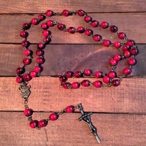 Beautiful Red Bead Rosary